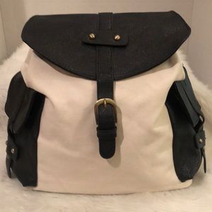 Fashion Canvas and Faux Leather Backpack